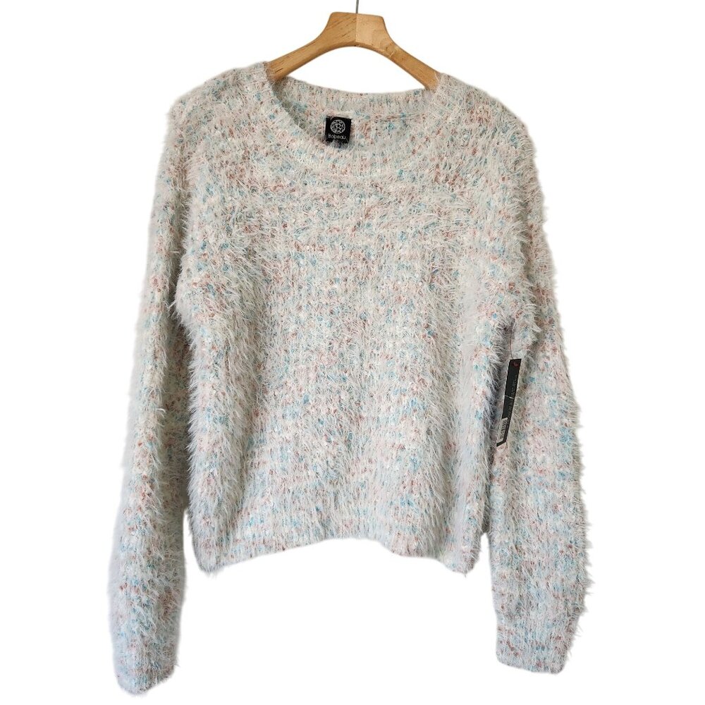 Bobeau Fuzzy Knit Sweater Eyelash Cream Confetti Winter Warm Cozy Cabincore Soft - Picture 2 of 10